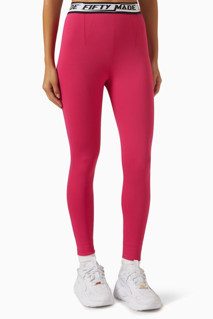 Logo Tape Leggings in Tech-lycra, Pink