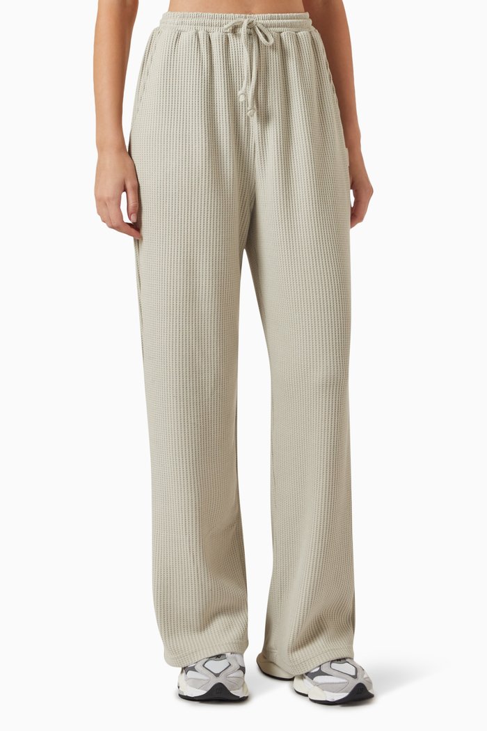 Waffle Straight-leg Lounge Pants, Neutral