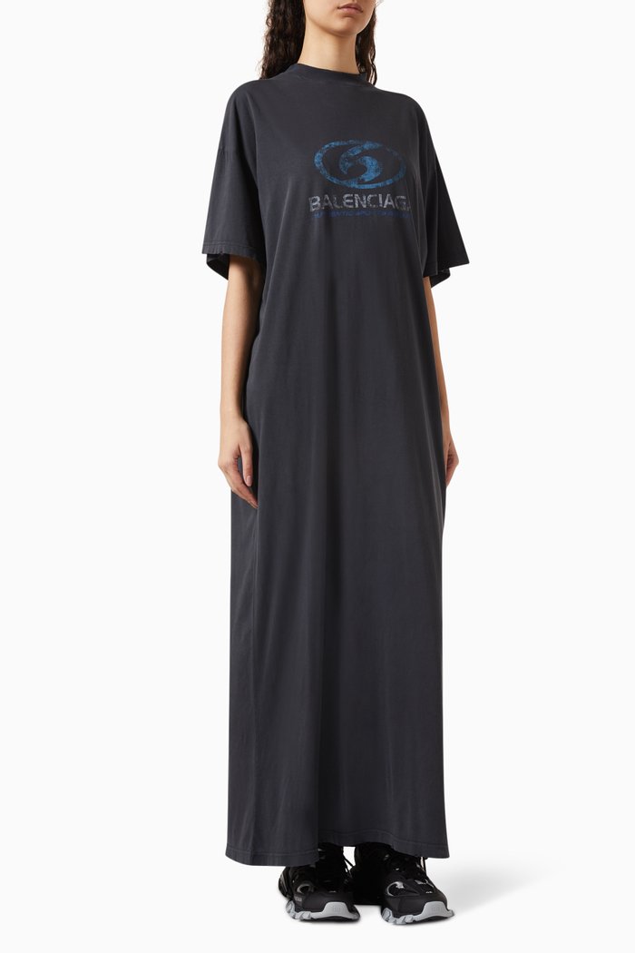 

Surfer Maxi T-shirt Dress in Thin Jersey, Black