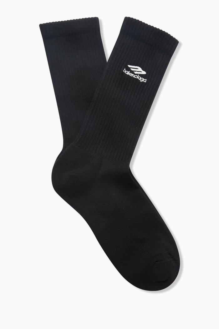 3B Sports Icon Crew Socks in Stretch-cotton, Black