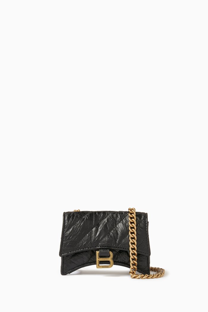 

Mini Crush Chain Bag in Quilted Calfskin, Black