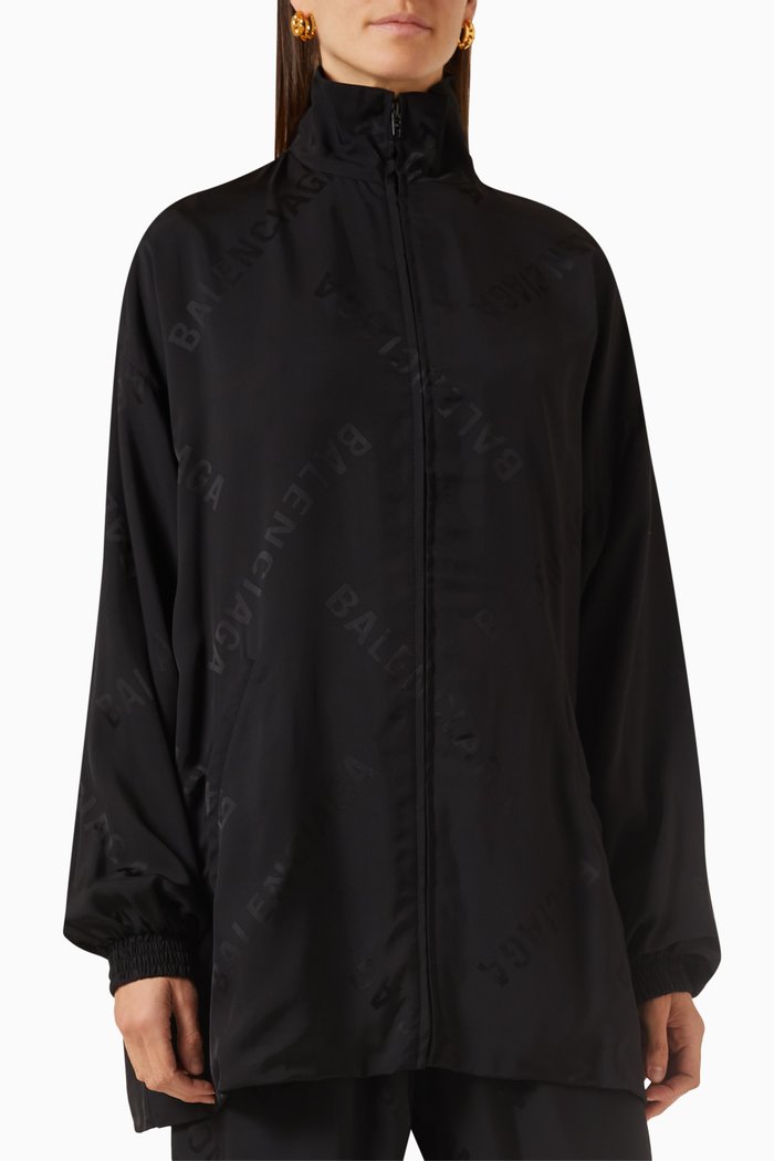 

Bal Diagonal Logo Track Jacket in Viscose Jacquard, Black