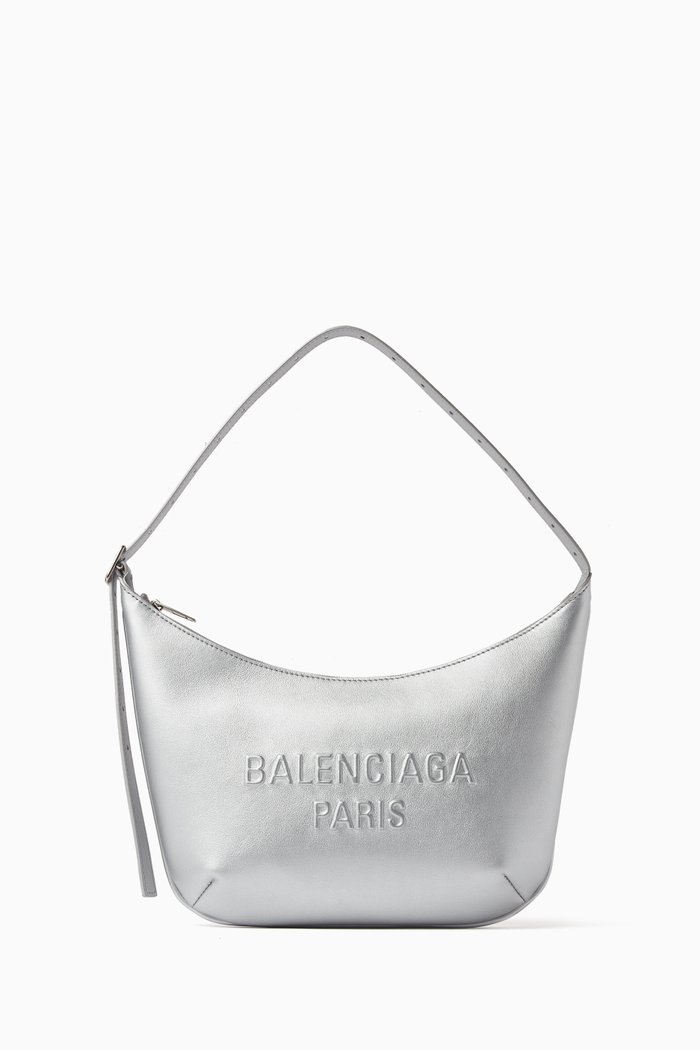 

Mary-Kate Sling Bag in Metallic Leather, Silver