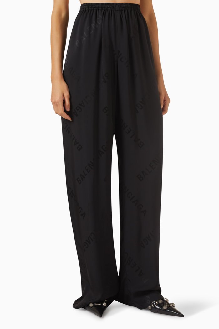 

Bal Diagonal Logo Track Pants in Viscose Jacquard, Black