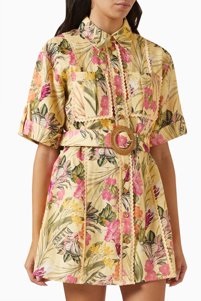 

Lark Mini Shirt Dress in Linen, Multicolour