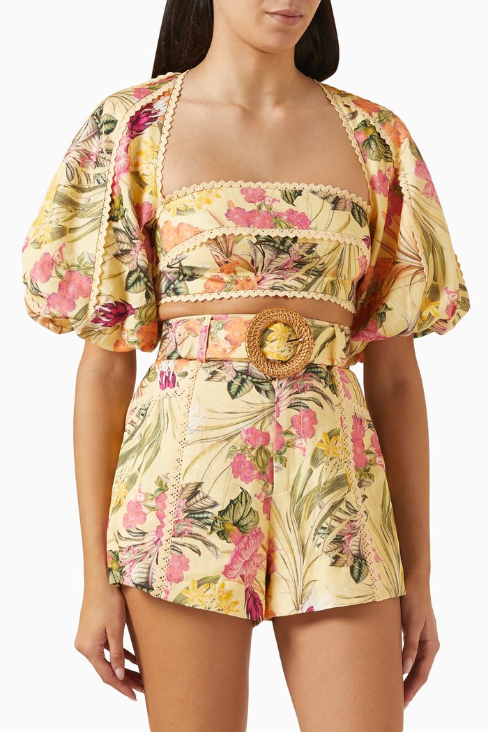 

Lark Crop Top in Linen, Multicolour