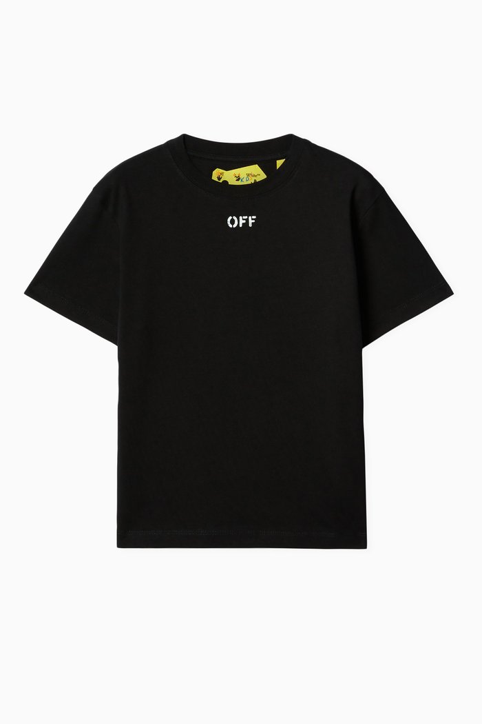 

Stamp Print T-Shirt in Cotton, Black