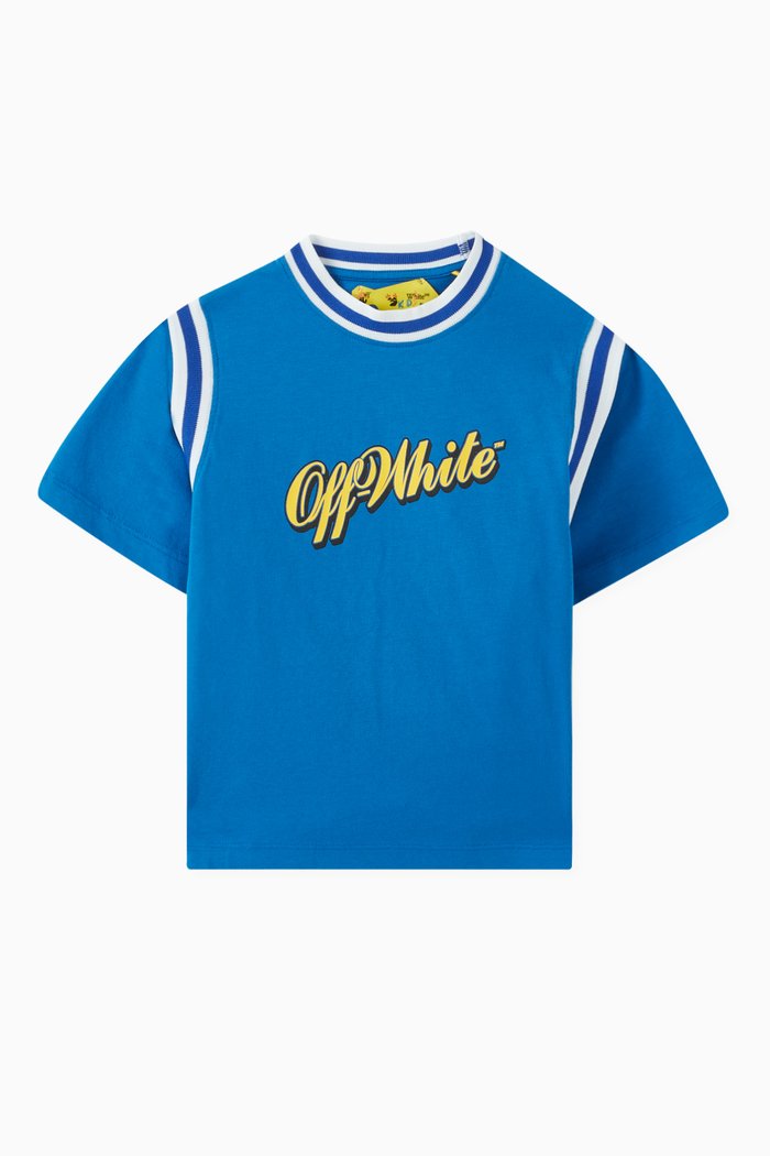 

Baseball Logo Rib T-shirt in Cotton, Blue