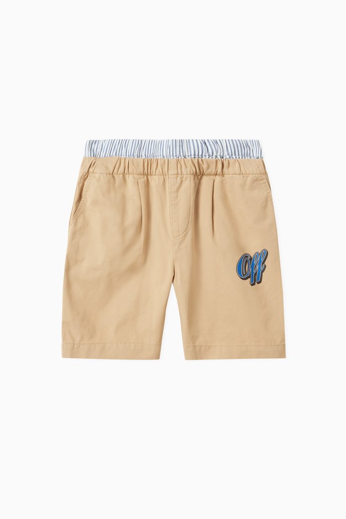 

Baseball Logo Double Waistband Shorts in Cotton, Neutral