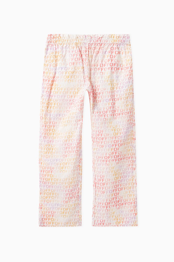 

Logo Print Trousers in Cotton, Pink