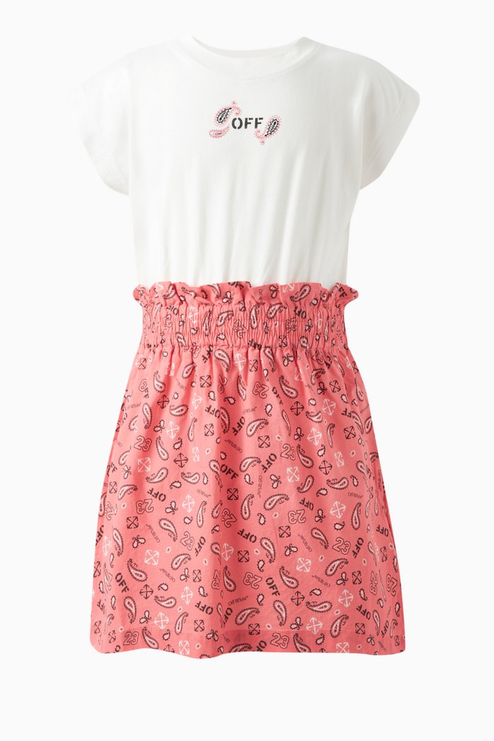 

Bandana Mix Dress in Cotton, Pink