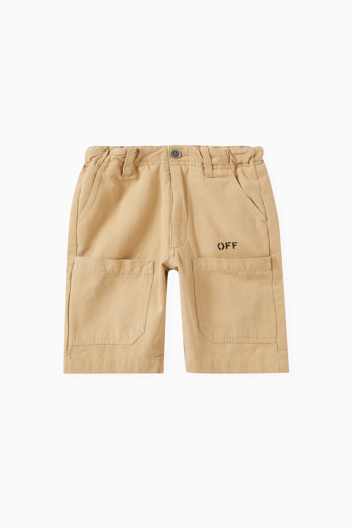 

Diagonal Outline Shorts in Cotton, Brown