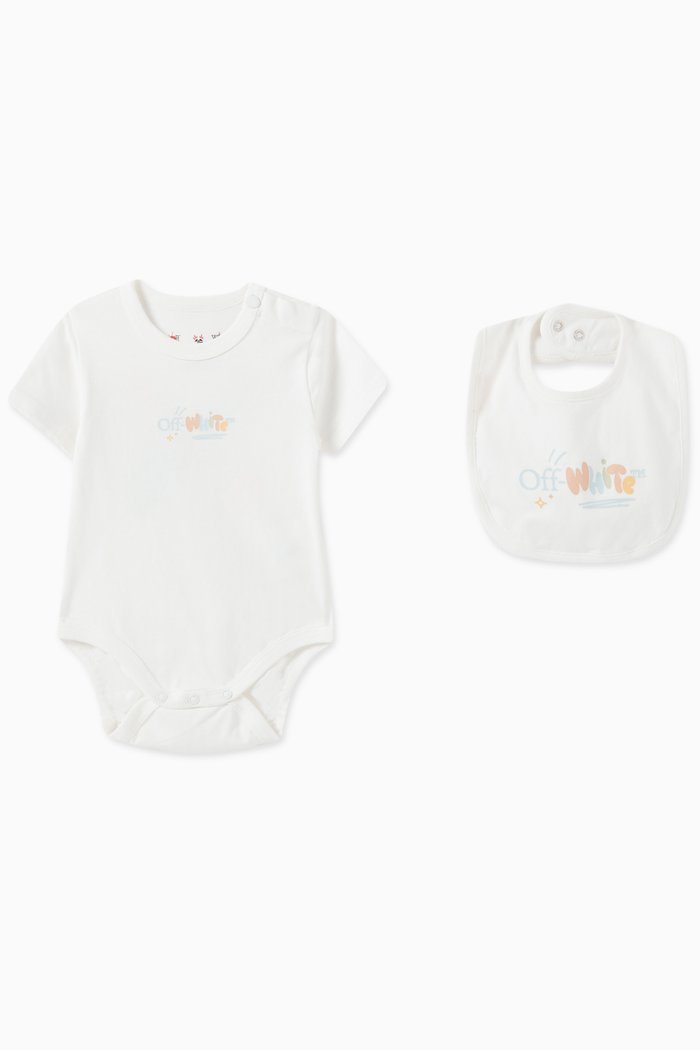 

Logo Print Romper Set in Cotton, White