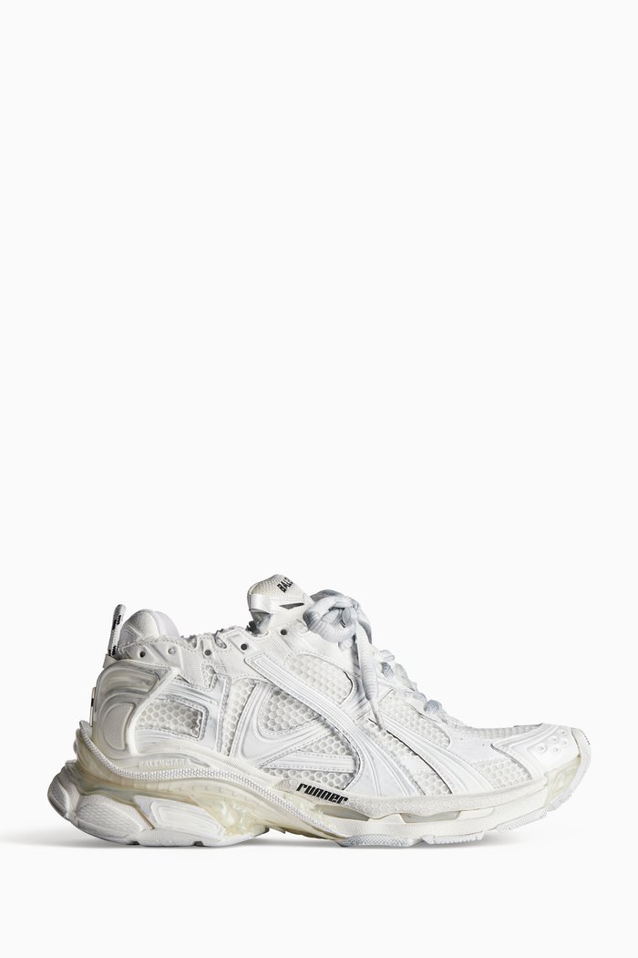 

Runner Sneakers in Mesh & Nylon, White