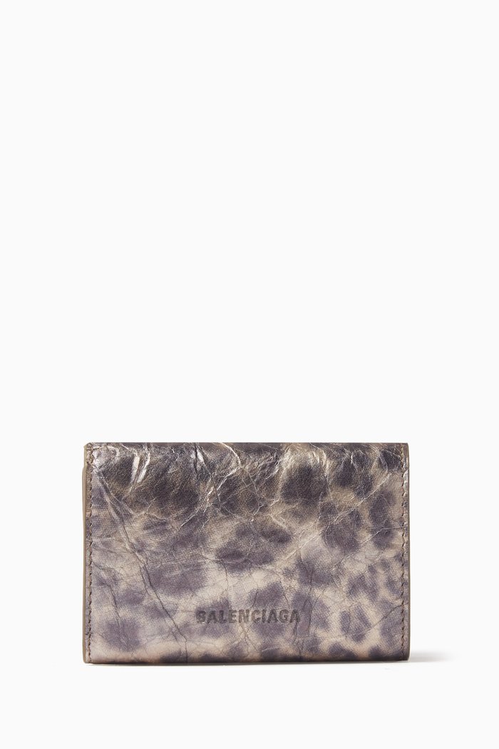 

Le Cagole Leopard-print Mini Wallet in Arena Lambskin, Brown