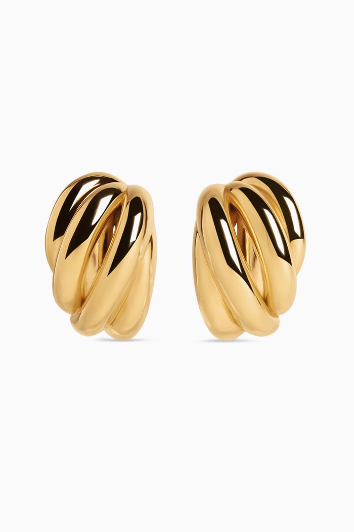 

Saturne Clip Earrings in Brass, Gold