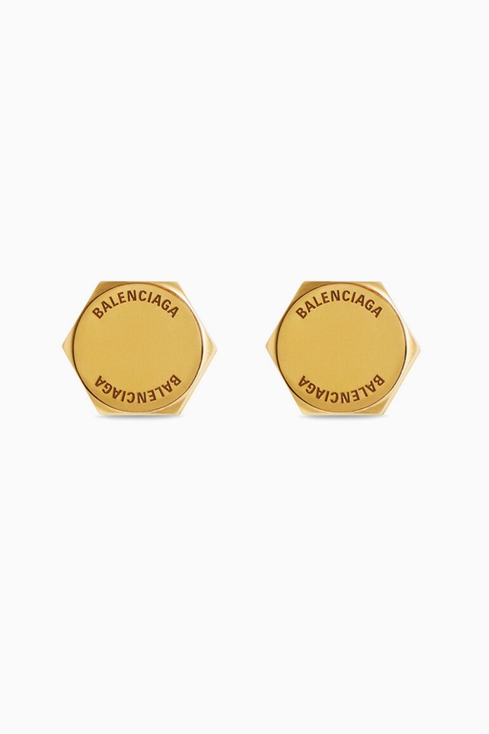 

Garage Double Screw Earrings in Antique Brass, Gold