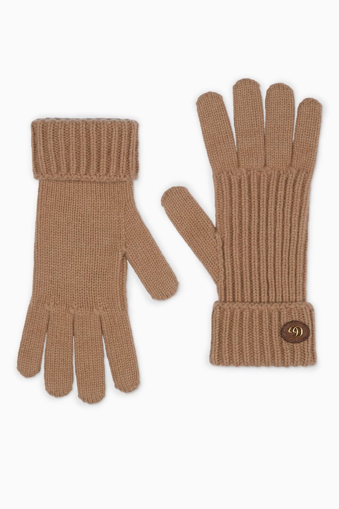 

Double G Gloves in Wool-cashmere Blend, Brown