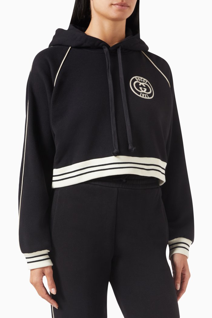 Hooded Sweatshirt in Cotton Jersey, Black