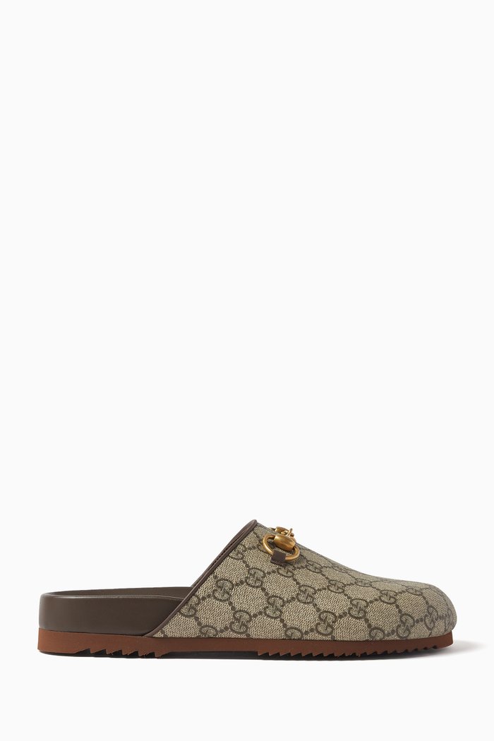 

GG Supreme Horsebit Slipper in Canvas, Brown