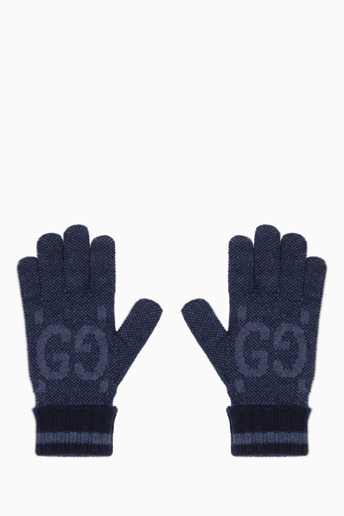 GG Gloves in Cashmere, Blue