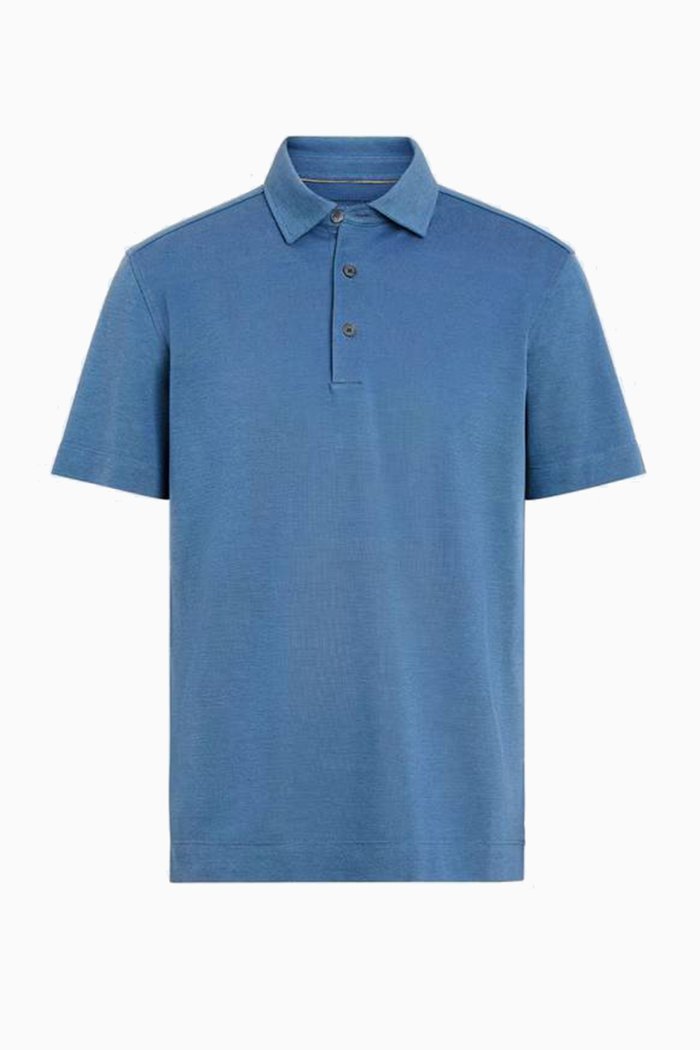 Polo Shirt in Cotton-silk Blend, Blue