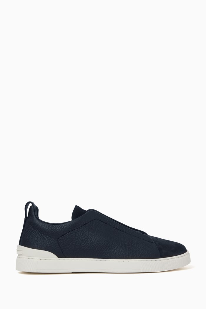 

Triple Stitch™ Low-top Sneakers in Grained Leather & Suede, Blue