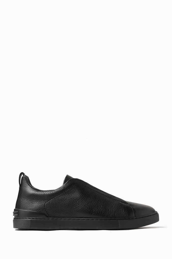 Triple Stitch™ Low-top Sneakers in Deerskin, Black