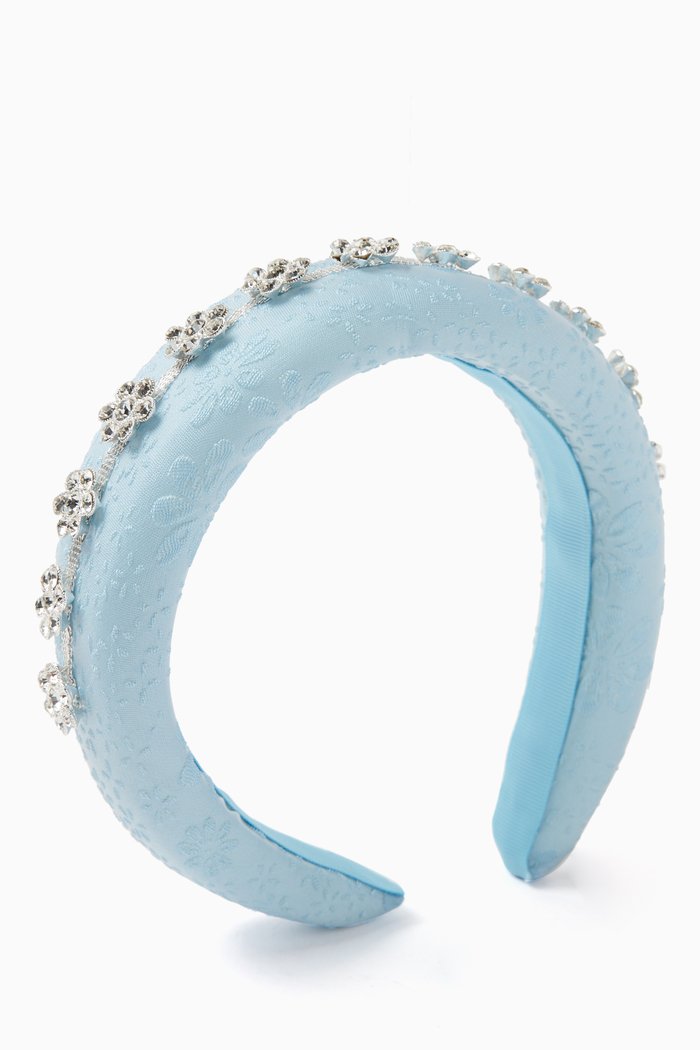 

Diamanté-embellished Headband in Cotton, Blue