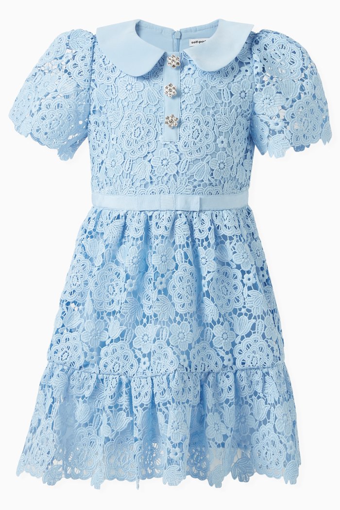 

Floral Dress in Guipure Lace, Blue
