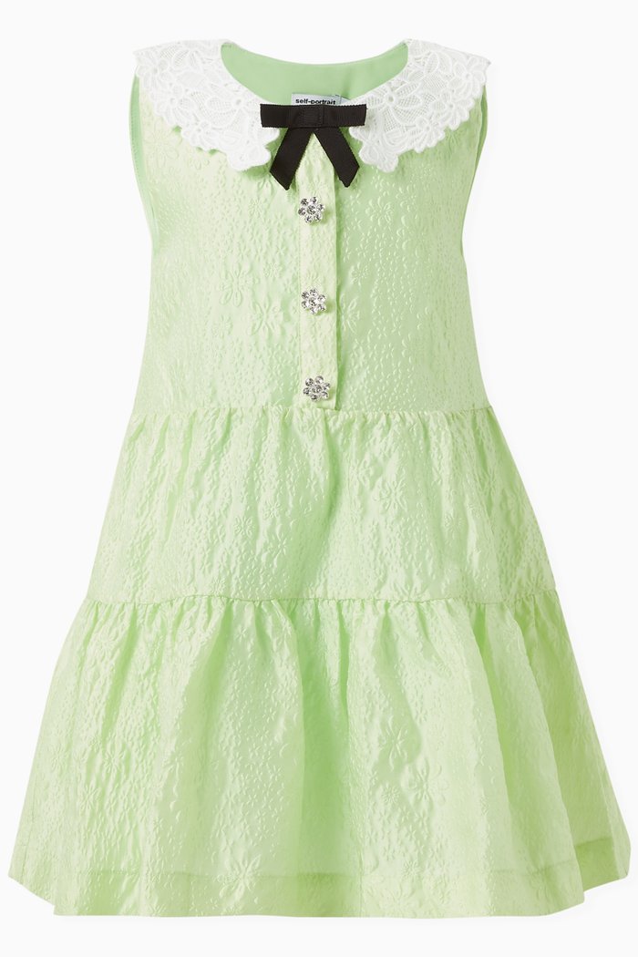

Collared Dress in Floral Jacquard, Green