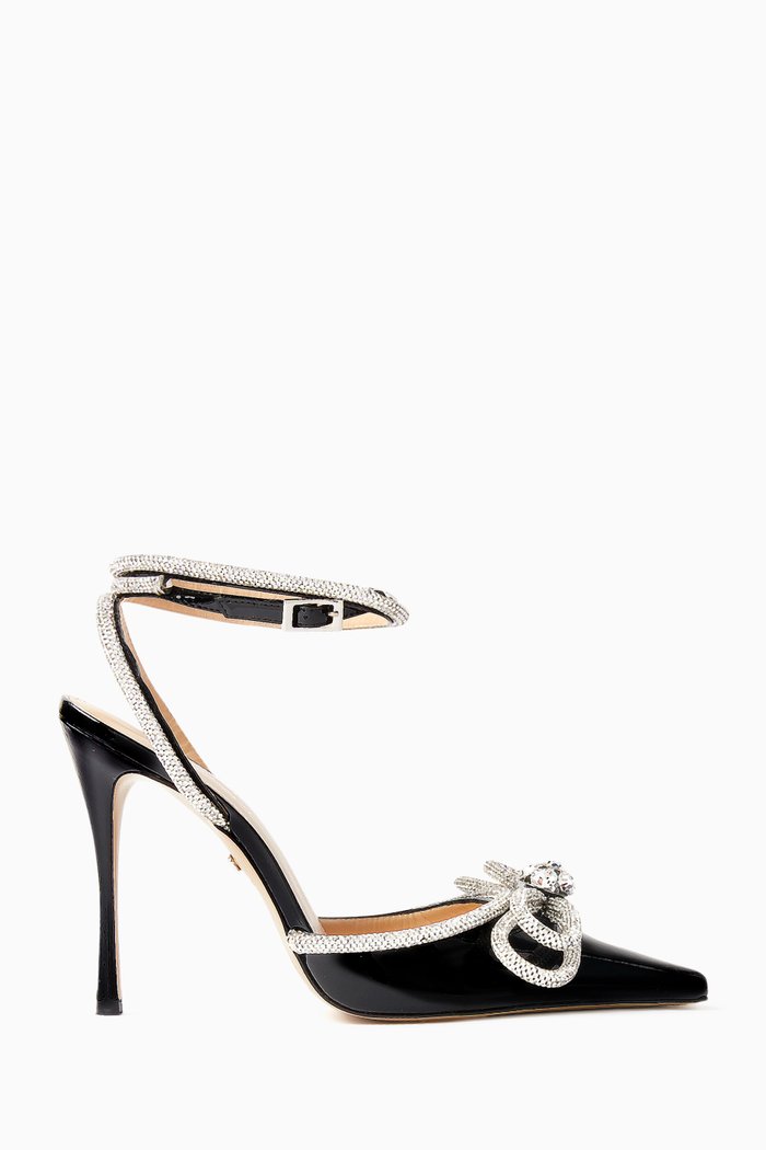 

Double Bow 110 Pumps in Patent Leather, Black