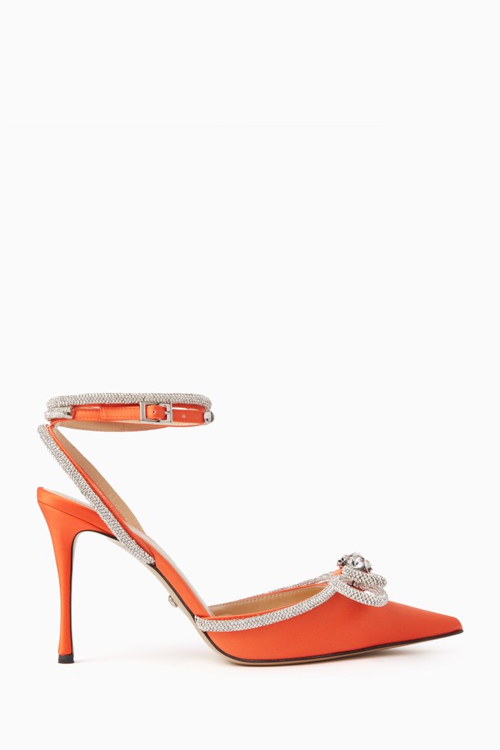 

Double Bow 95 Pumps in Satin, Orange