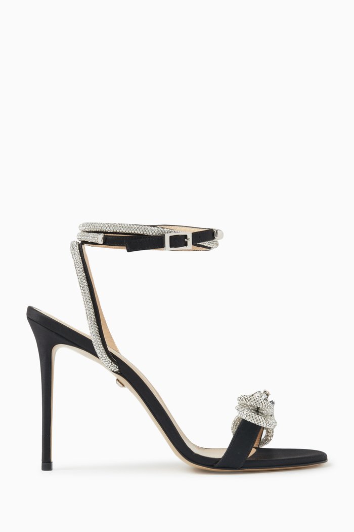 

Double Bow Embellished 110 Sandals in Satin, Black