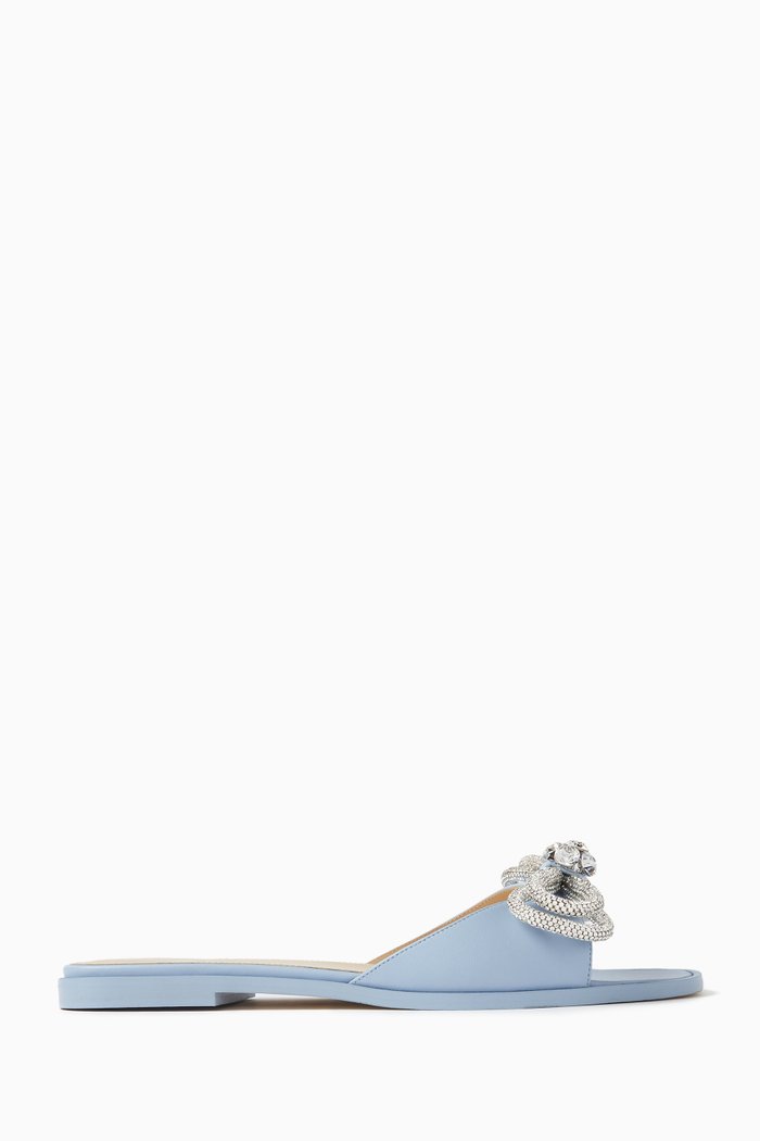 

Double Bow Slides in Nappa Leather, Blue