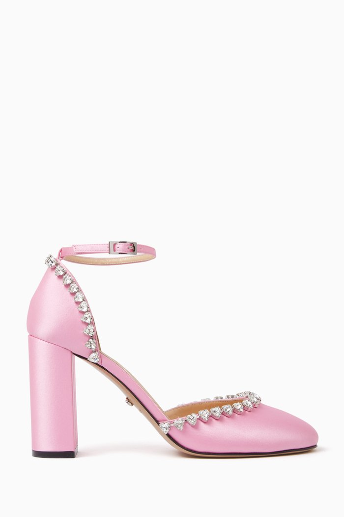 

Audrey 95 Crystal-embellished Pumps in Satin, Pink