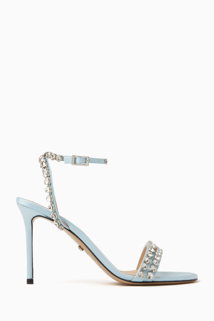 

Audrey 95 Crystal-embellished Sandals in Satin, Blue