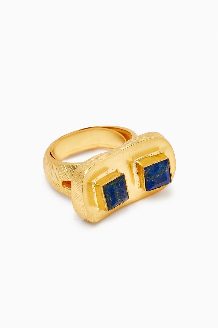 

Gemstone Ring in 18kt Gold-plated Bronze, Blue