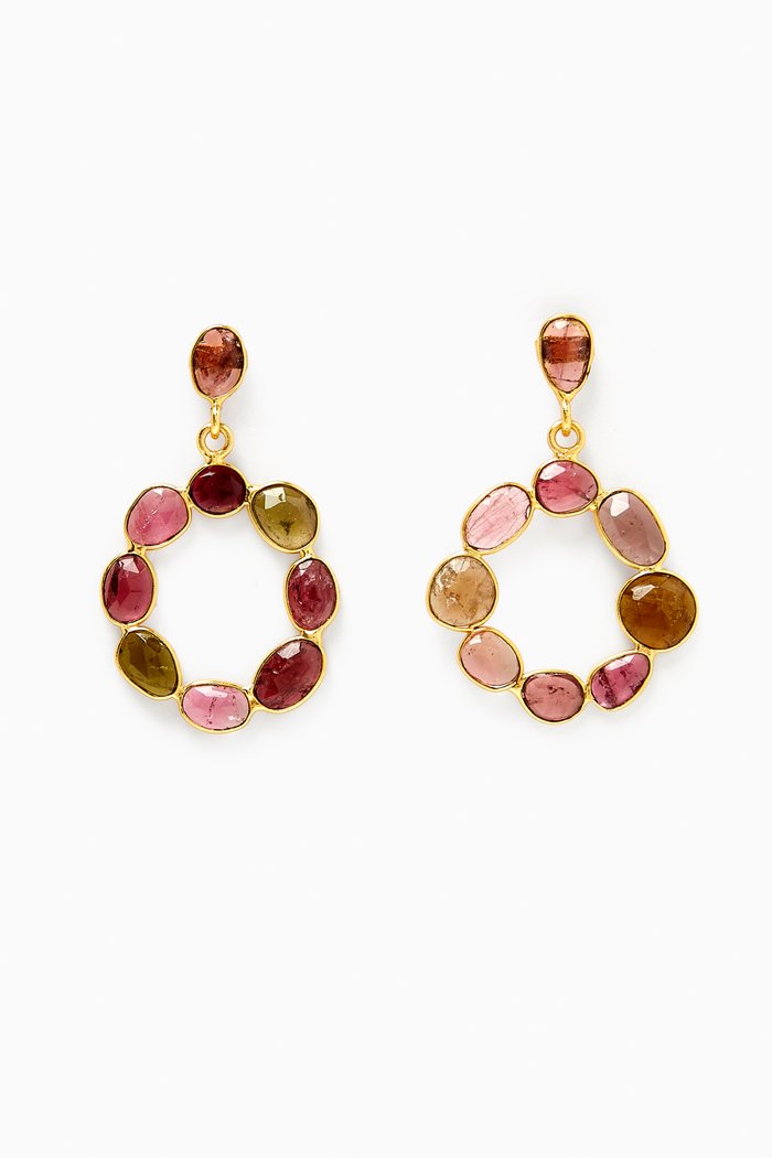

Mixed Tourmaline Earrings in 18kt Gold-plated Bronze, Multicolour