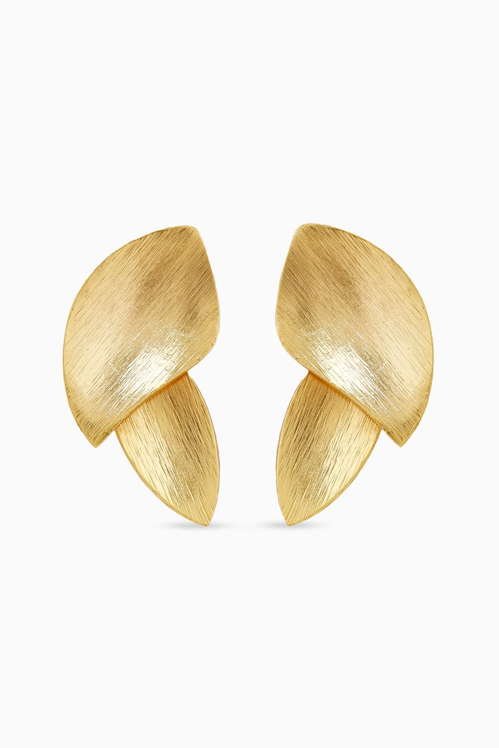 

Overlapping Leaf Studs in 18kt Gold-plated Bronze