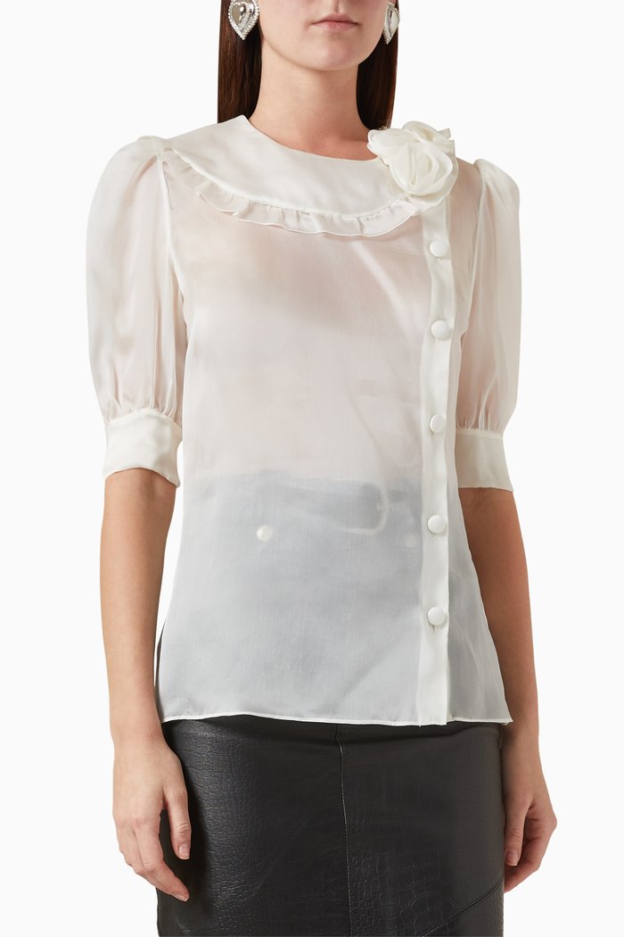 

Rose Blouse in Silk Organza, White