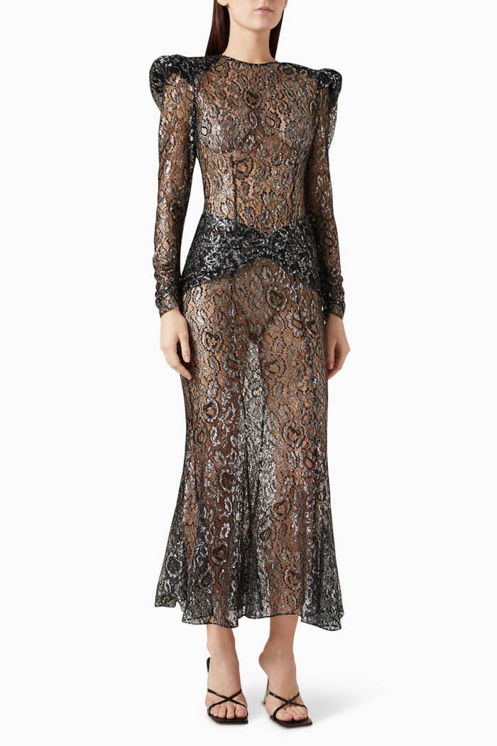 

Bow Evening Dress in Lurex-lace, Black