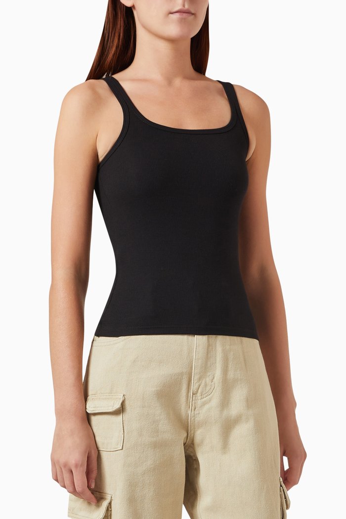 

Square Neck Baby Tank Top in Cotton-blend, Black
