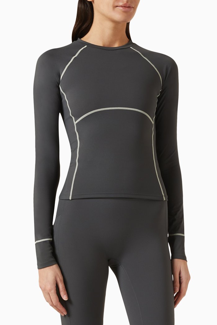 Ultimate Seam-detail Top in Stretch-nylon, Grey