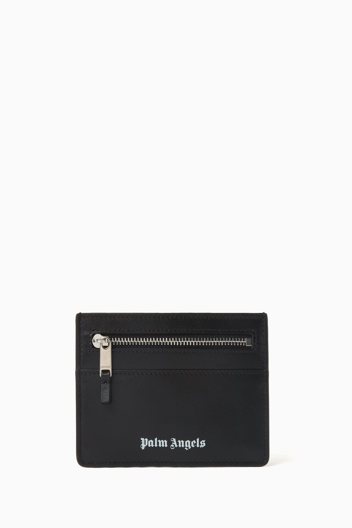 

Logo Zip Card Holder in Leather, Black