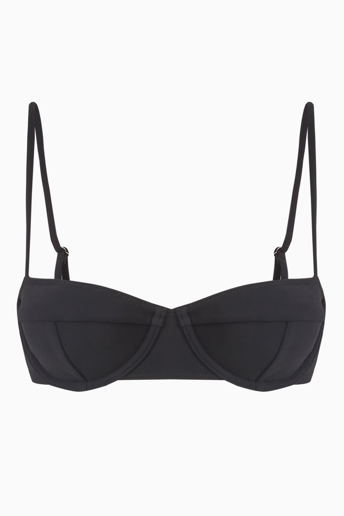 

Spenser Stitched Bikini Top in Stretch Nylon, Black