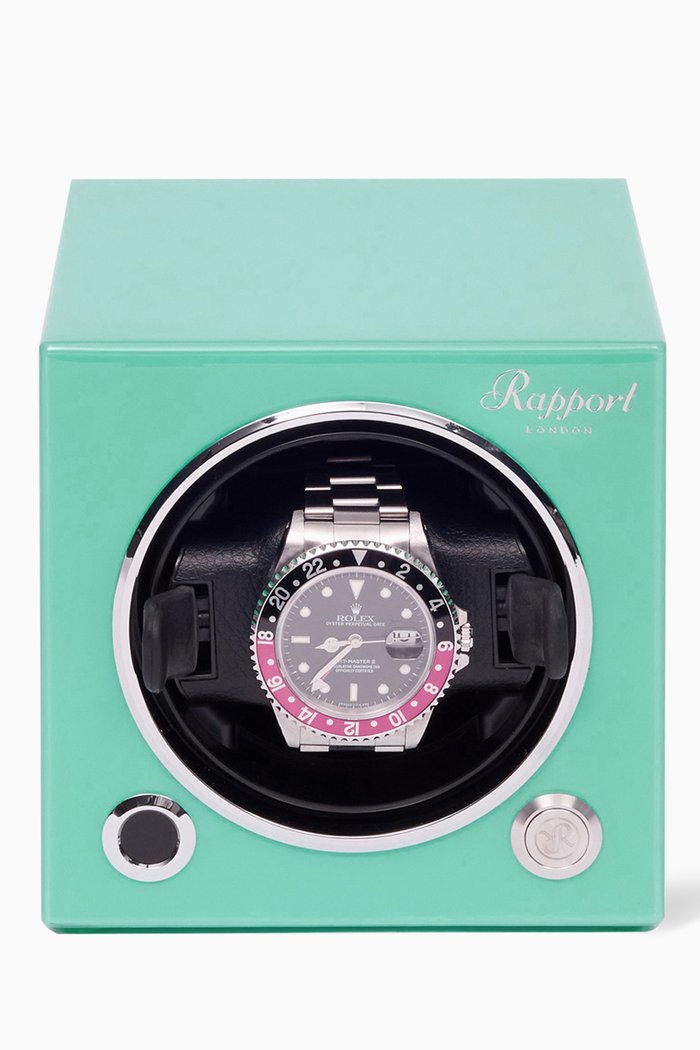 Evolution Cube Watch Winder in Wood, Blue