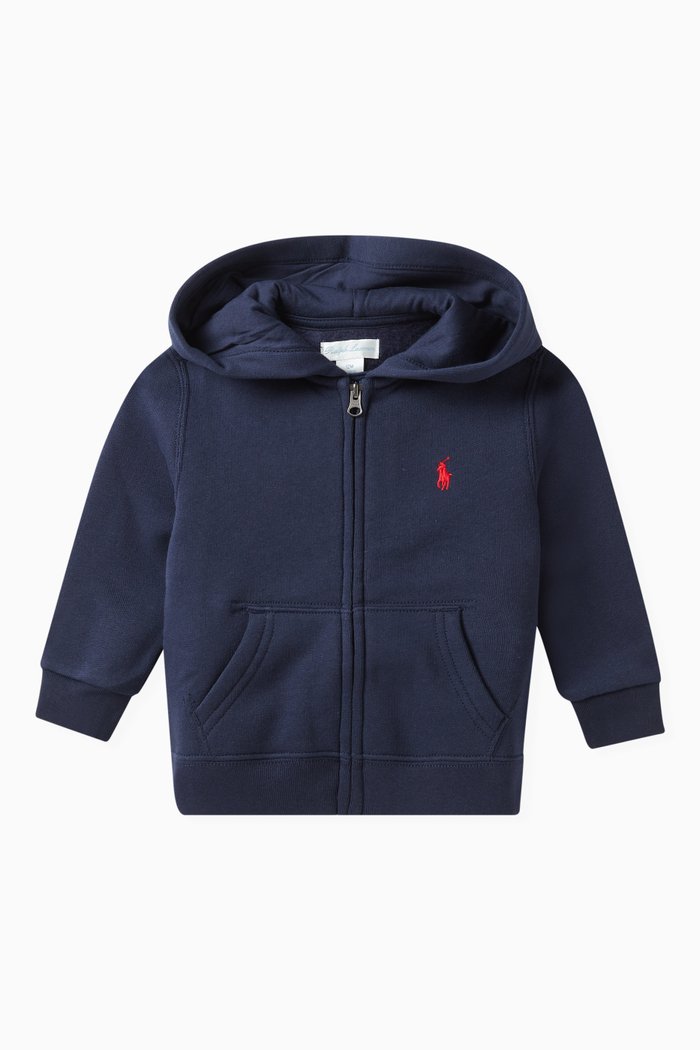 

Zip-up Logo Hoodie in Cotton, Blue