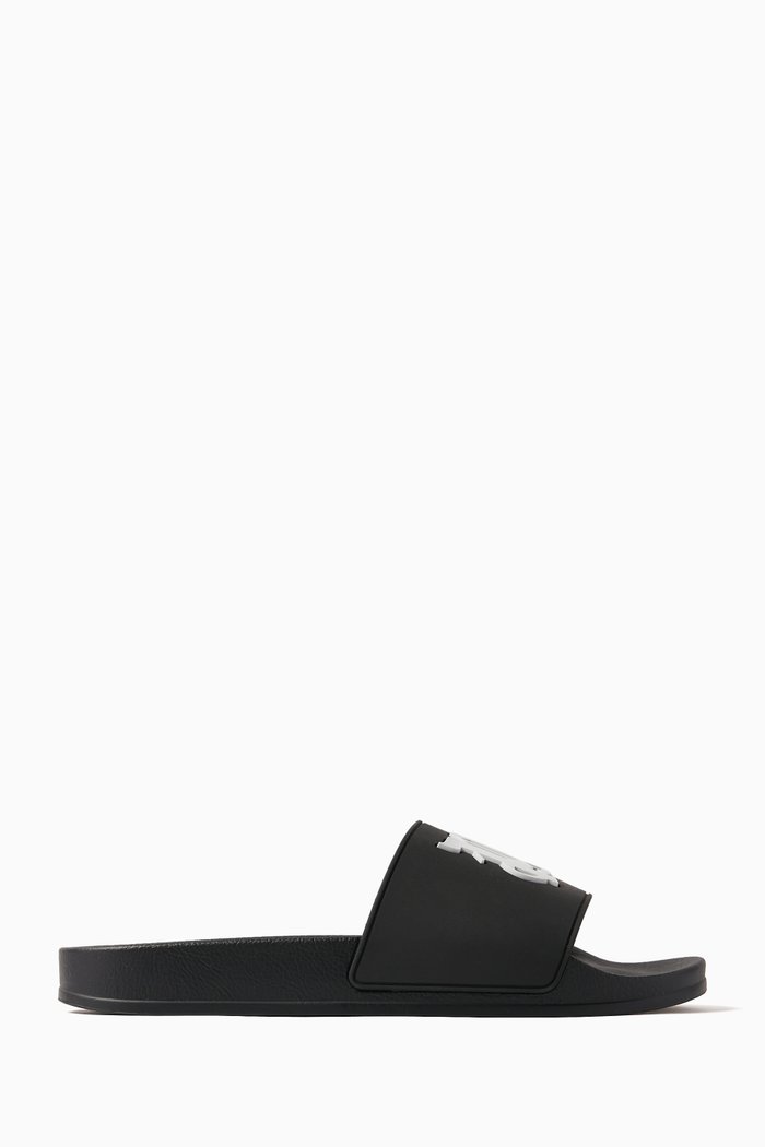 

PA Monogram Pool Slides in Rubber, Black