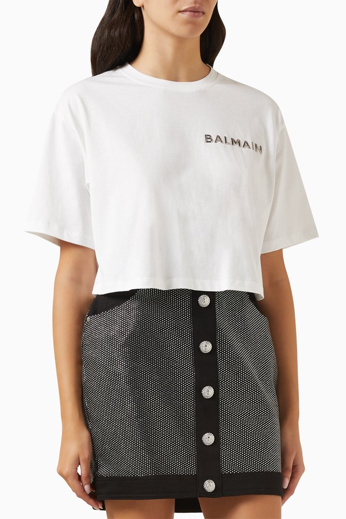 

Logo-applique Crop Top in Cotton, White
